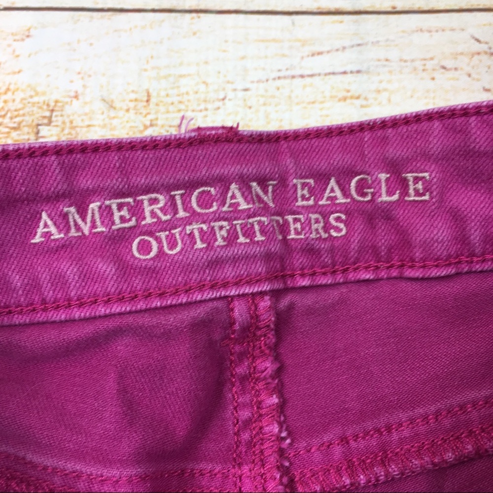 American Eagle fuchsia cutoff denim shorts sz 0 - Picture 4 of 6